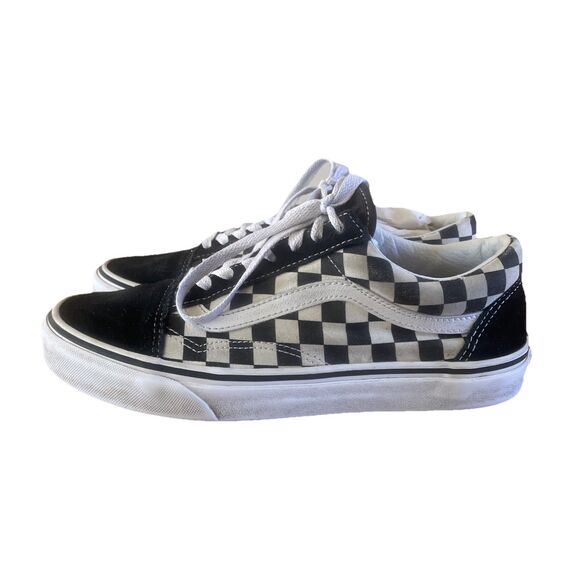 Vans Suede And Canvas Old Skool Classic Black Checkerboard Lace Up Shoes Men’s 7 - Picture 1 of 14